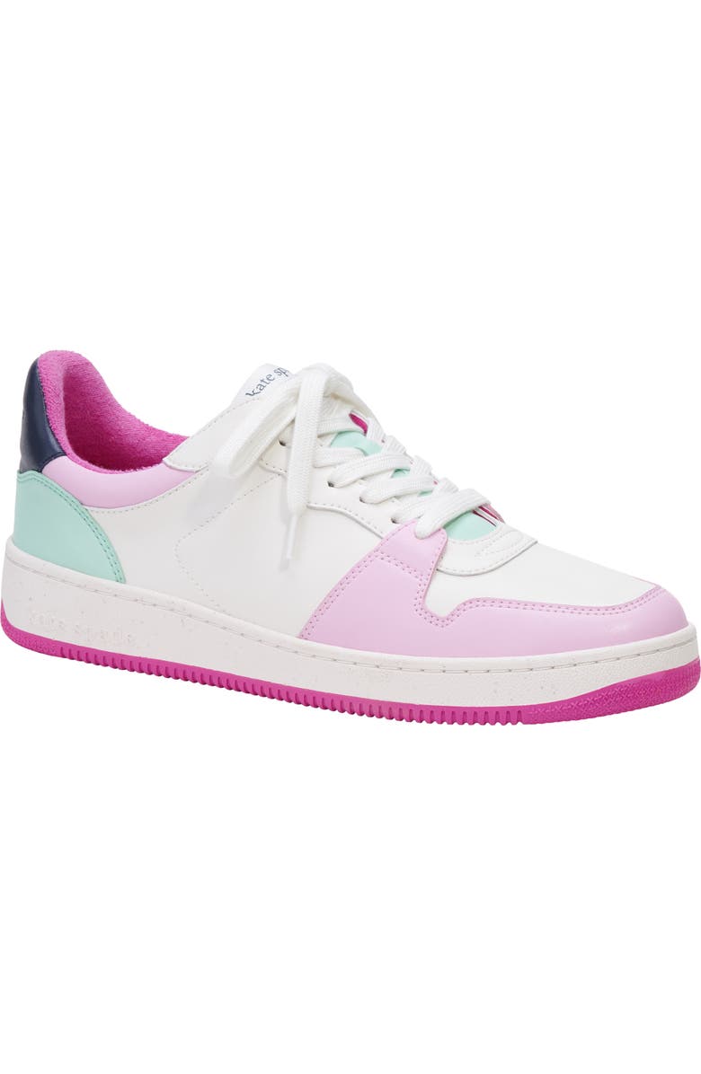 Kate Spade New York bolt colorblock sneaker, Main, color, Opt Wht/ Violet Blush