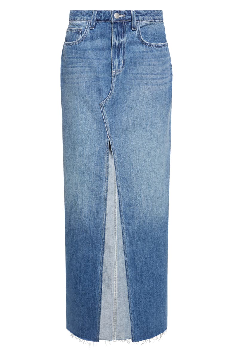 L'AGENCE Rysa Front Slit Denim Maxi Skirt, Alternate, color, 