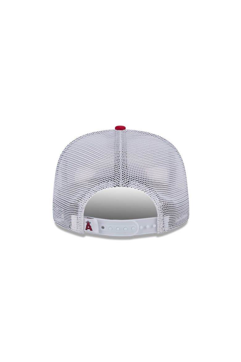 Men's New Era Red Los Angeles Angels Team Horizon 9FIFTY A-Frame Trucker Snapback Hat, Alternate, color, Red