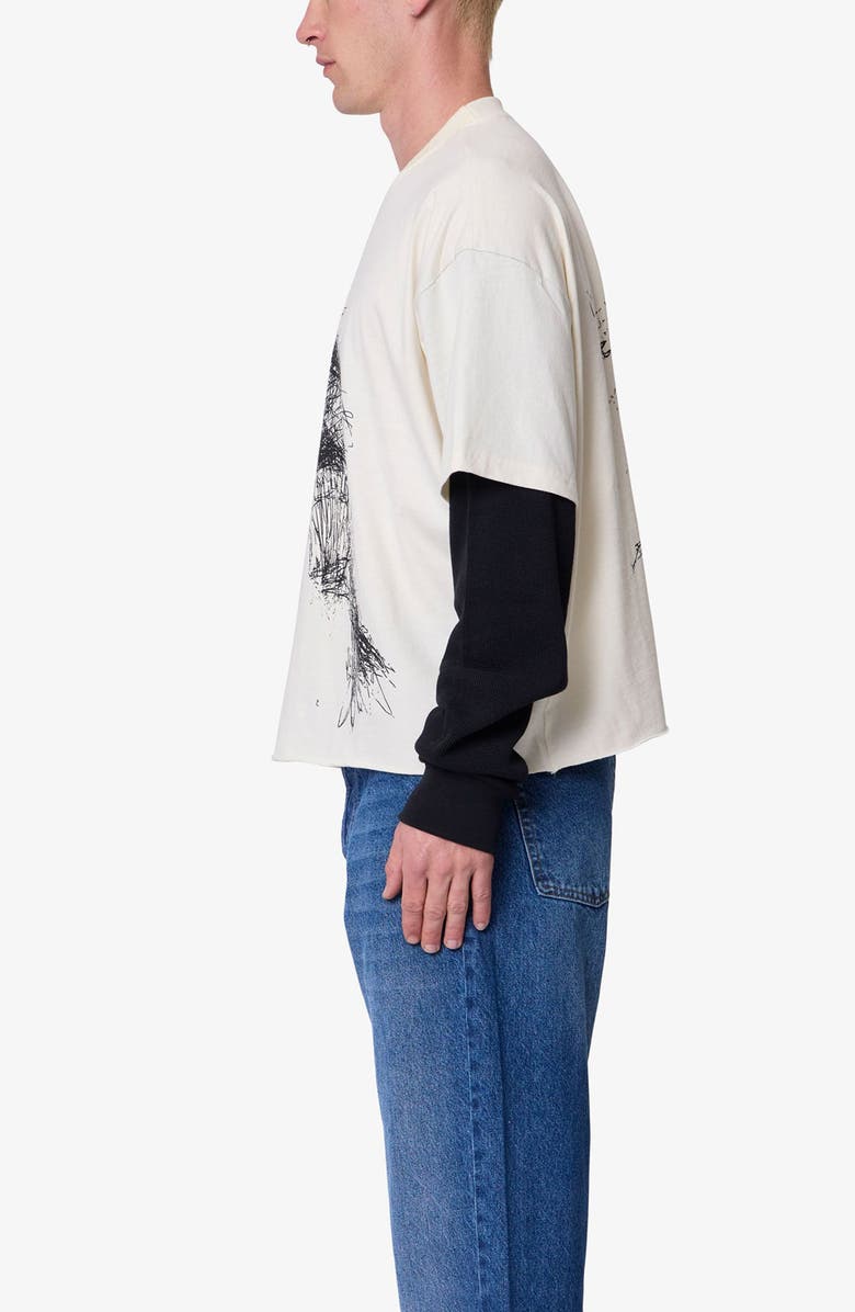 mnml Lost Layered Thermal Graphic T-Shirt, Alternate, color, White/ Black