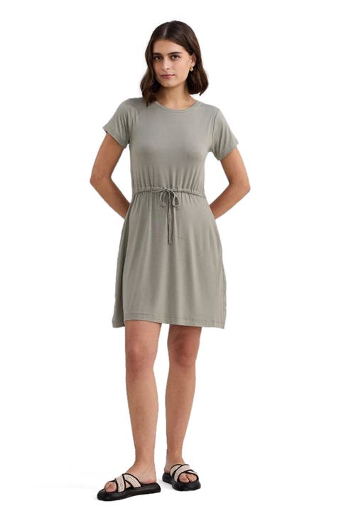 Drawstring Short T-shirt Dress in Black