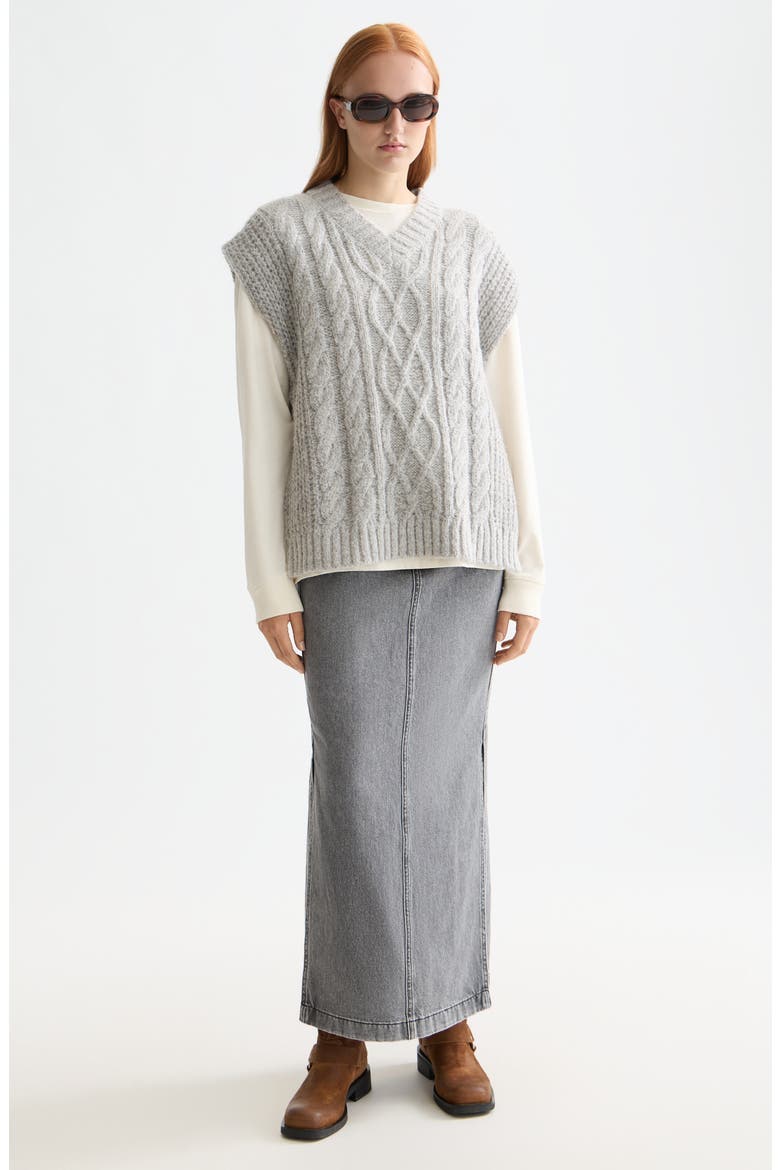 Cable Side Tie Sweater Vest, Alternate, color, LIGHT GREY MELANGE