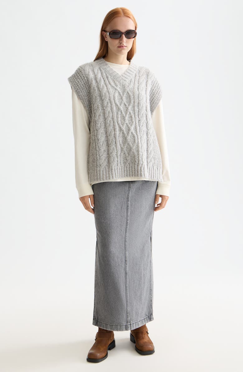 Scotch & Soda Cable Side Tie Sweater Vest, Alternate, color, Light Grey Melange