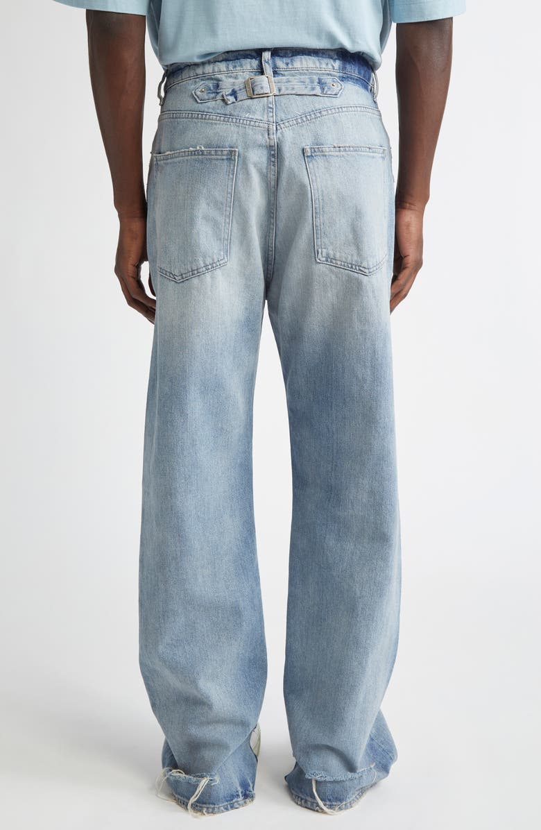 Maison Margiela Distressed Split Hem Five-Pocket Jeans, Alternate, color, Light Blue