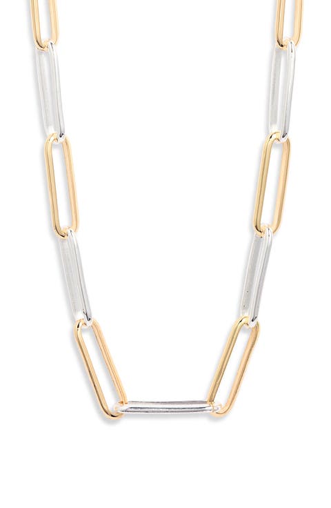 Two-Tone Paper Clip Chain Necklace