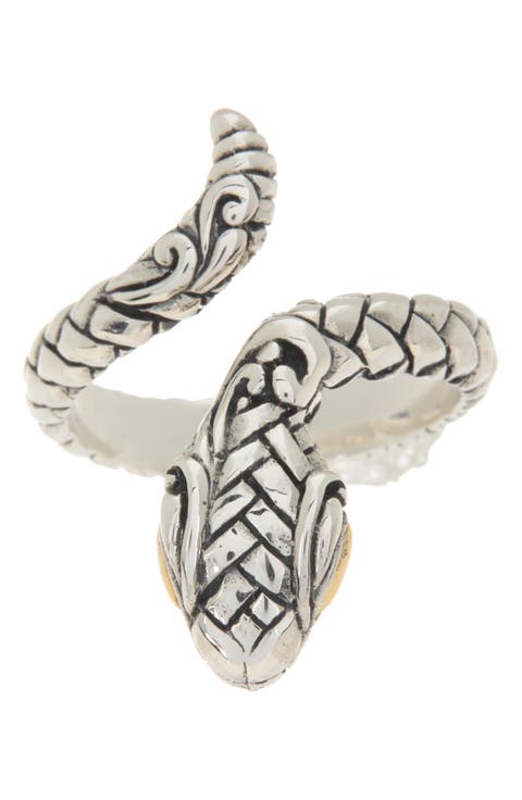 18K Gold & Sterling Silver Snake Ring