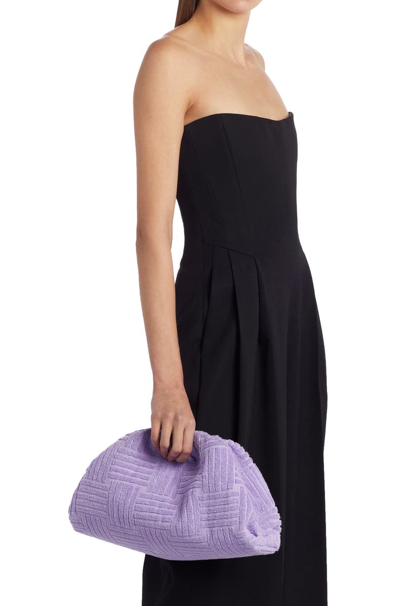 Bottega Veneta The Pouch Jacquard Terry Cloth Clutch, Alternate, color, Wisteria-Silver