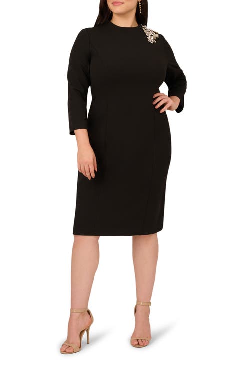 Floral Embellished Sheath Dress (Plus)