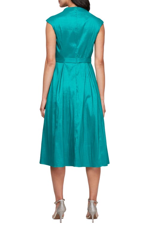 Alex Evenings Stretch Taffeta Cocktail Dress In Hot Teal