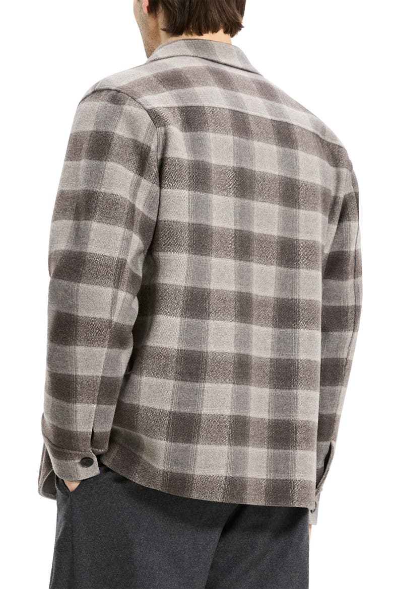 Plaid Wool & Cashmere Flannel Button-Up Shirt Jacket, Alternate, color, FEATHER MULTI