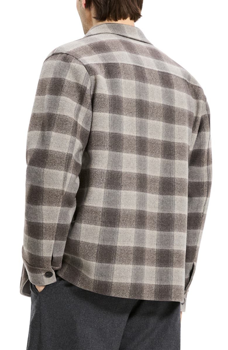 Theory Plaid Wool & Cashmere Flannel Button-Up Shirt Jacket, Alternate, color, Feather Multi