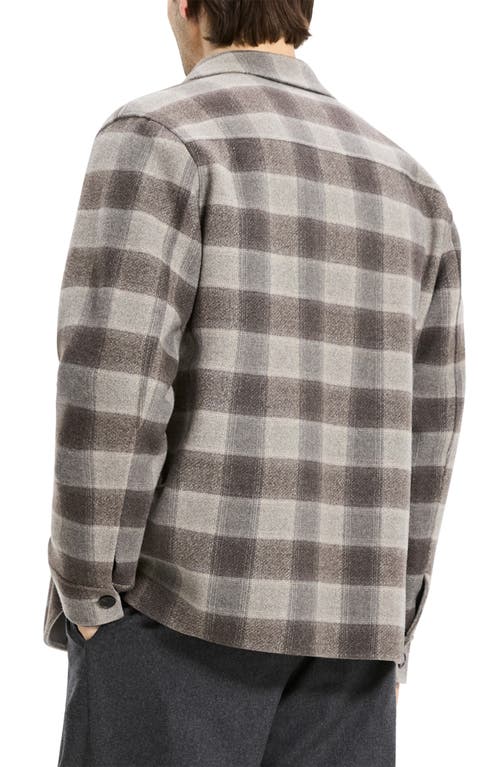 Theory Wp Overshirt In New Divide Check Feather Multi In Brown