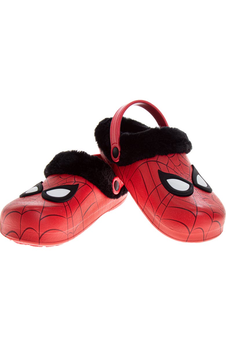 Spider-Man Clogs - Fuzzy, Fleece-Lined, and Warm Garden Shoes, Alternate, color, Red
