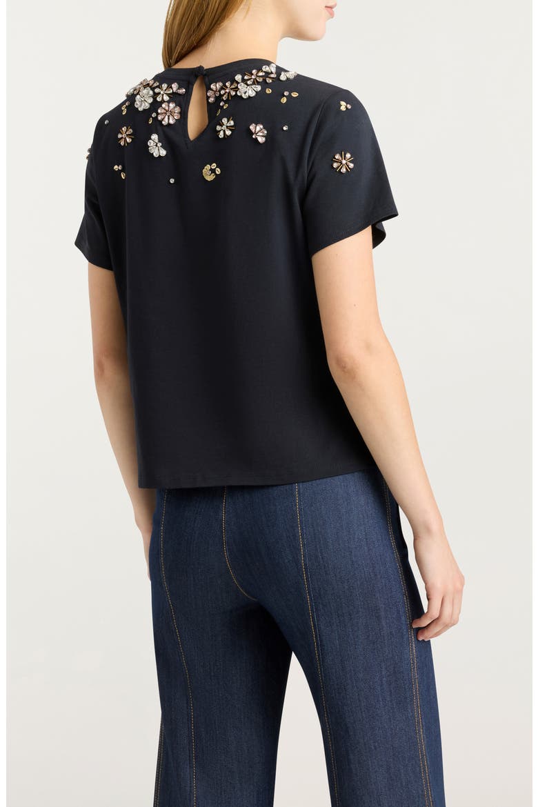 Tumbling Flowers Shrunken T-Shirt, Alternate, color, BLACK