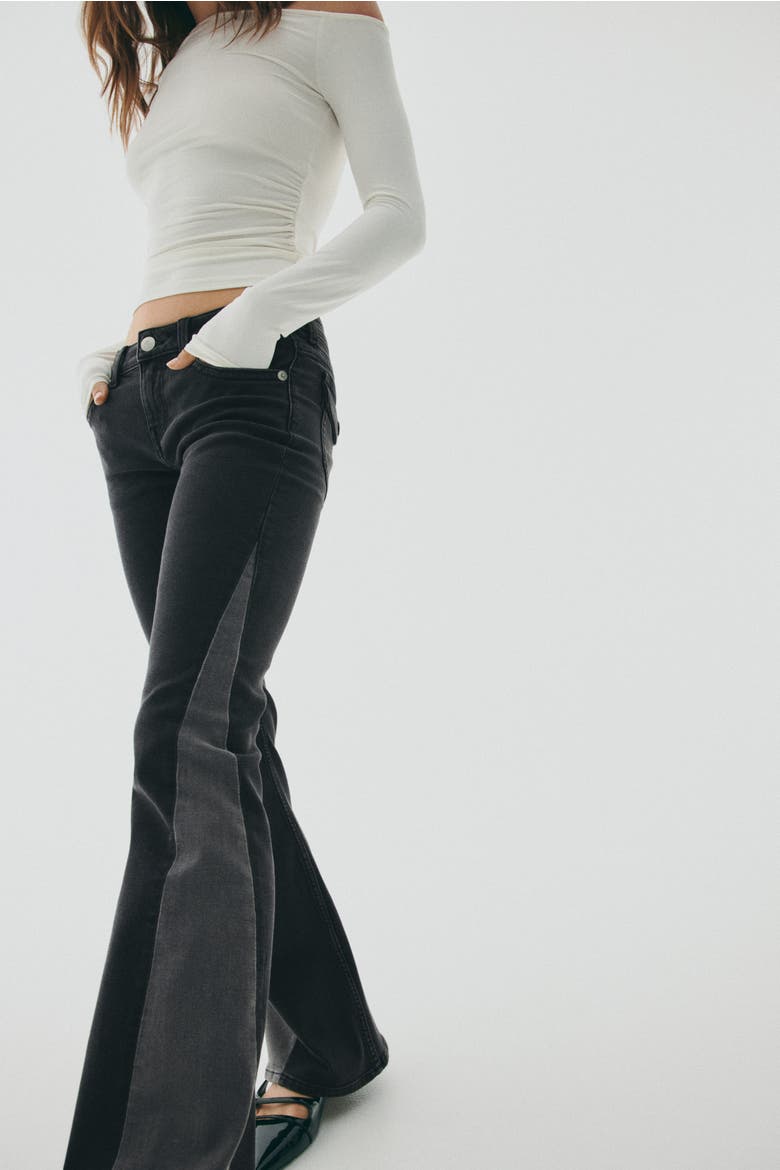 Flared Low Jeans, Alternate, color, Black/color block