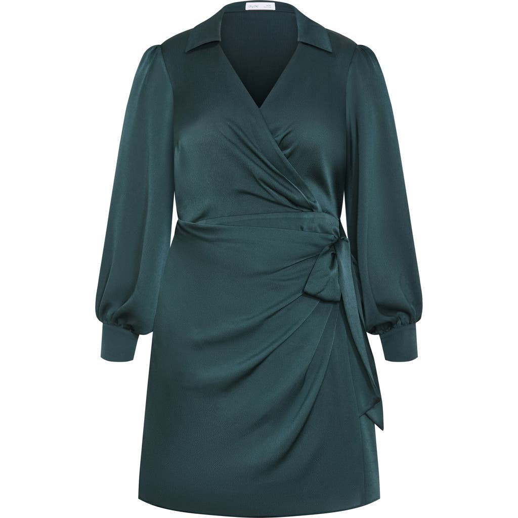 City Chic Genevieve Long Sleeve Faux Wrap Midi Dress