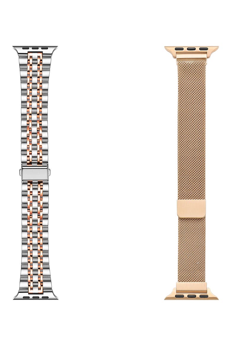 Assorted 2-Pack Stainless Steel Apple Watch® Watchbands, Main, color, SILVER / ROSE GOLD