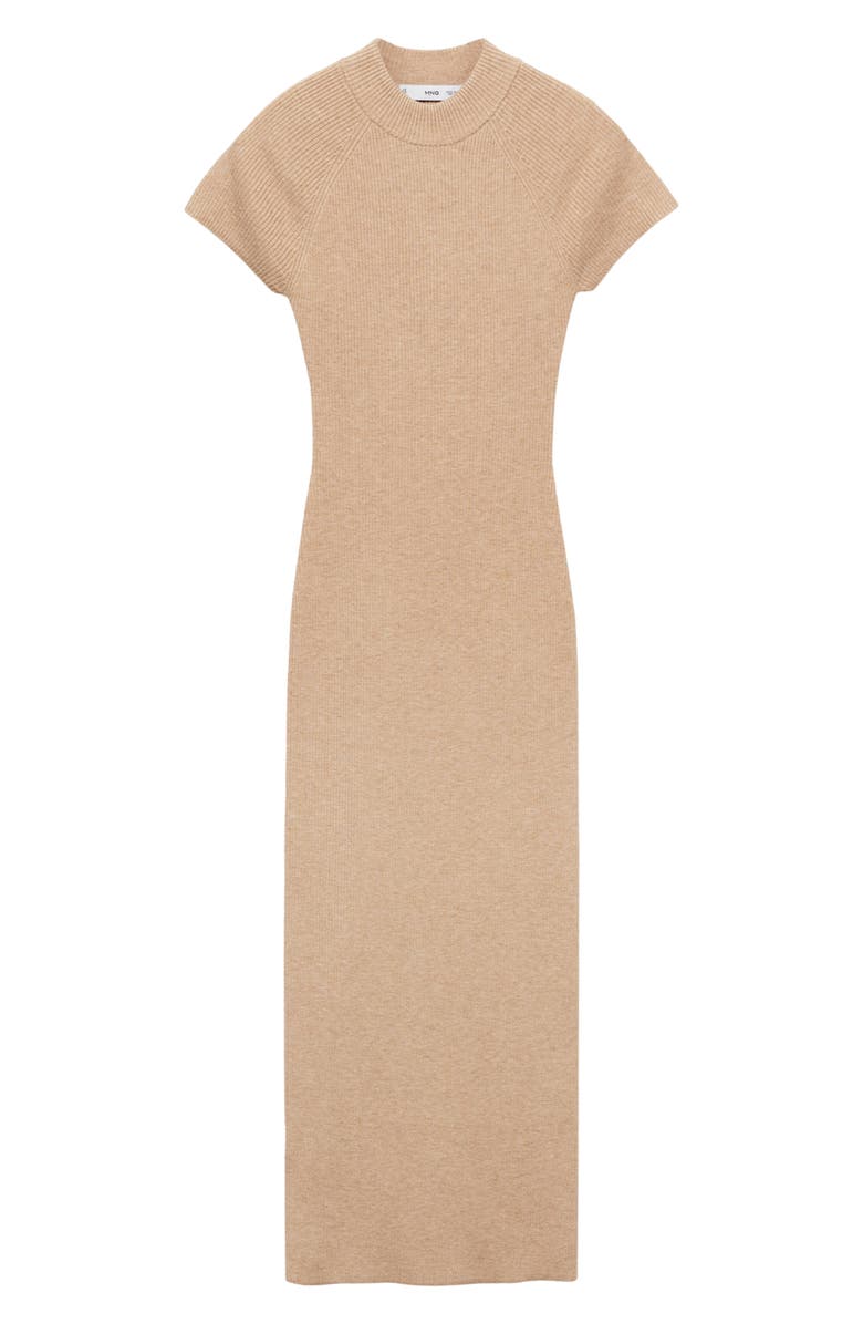 MANGO Perkins Mock Neck Rib Midi Dress, Alternate, color, 