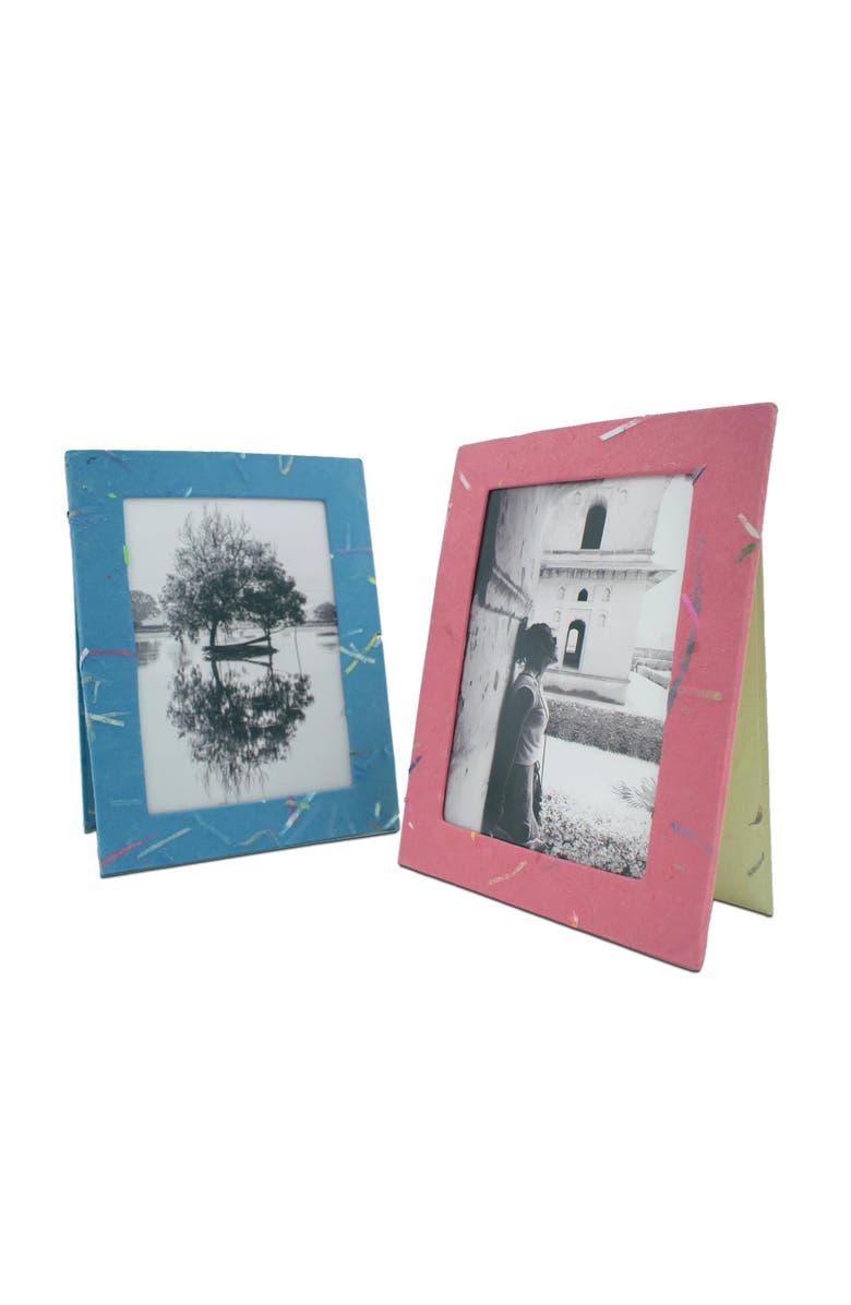 Sustainable Threads Photo Frames Handmade Upcycled Tree-Free Paper - Set of 5, Alternate, color, Multi Color