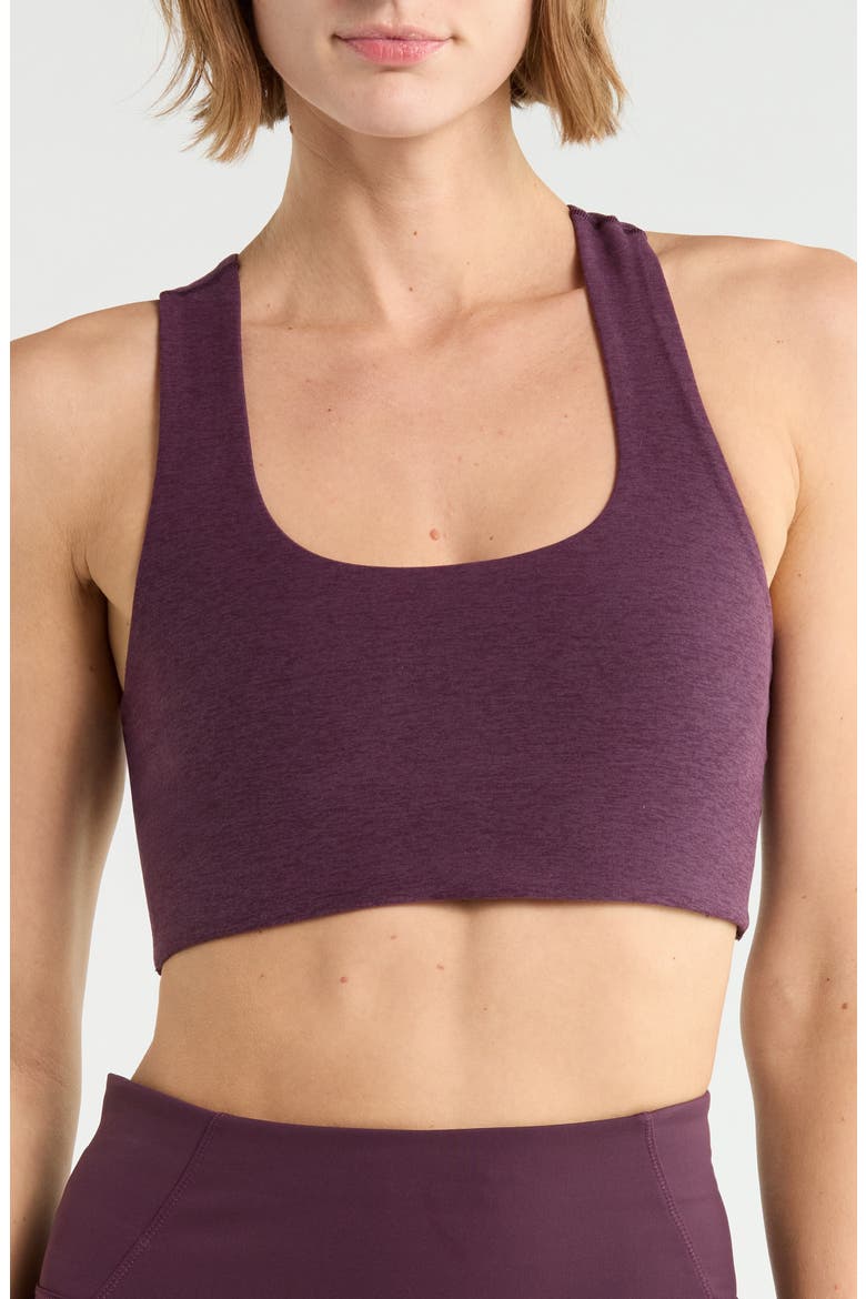 Space Dye Simplicity Racerback Sports Bra, Main, color, EGGPLANT PURPLE HEATHER