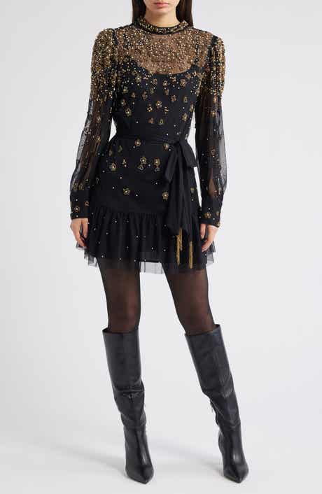 Embroidered Tulle Overlay Minidress
