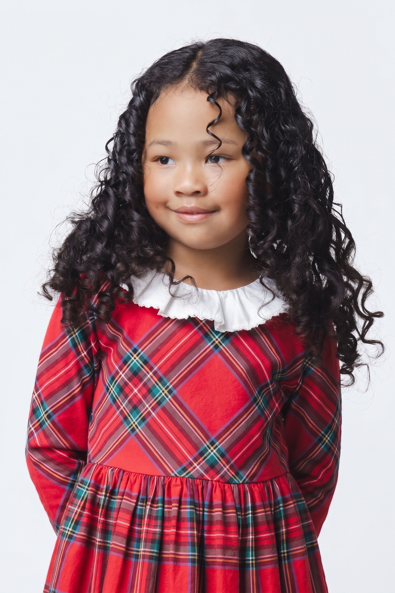 Kids' Organic Ruffle Collar Party Dress, Alternate, color, Red Holiday Tartan