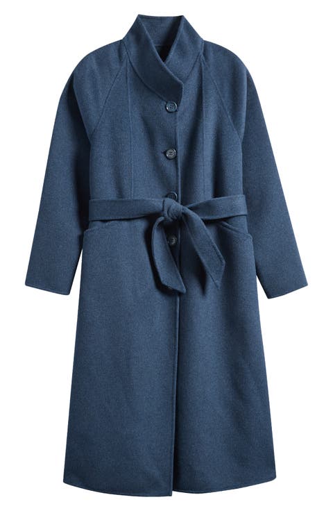 Melange Virgin Wool Long Peacoat