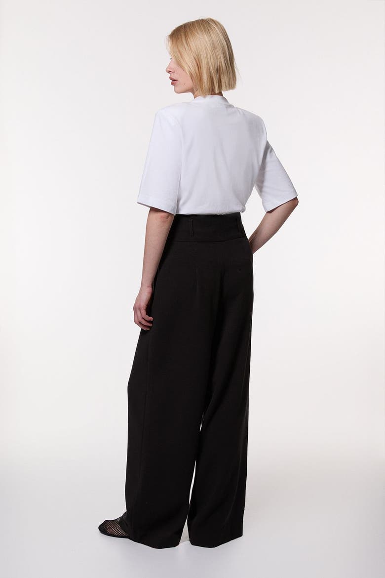 Petite Tailored Wide Leg Trouser, Alternate, color, Black