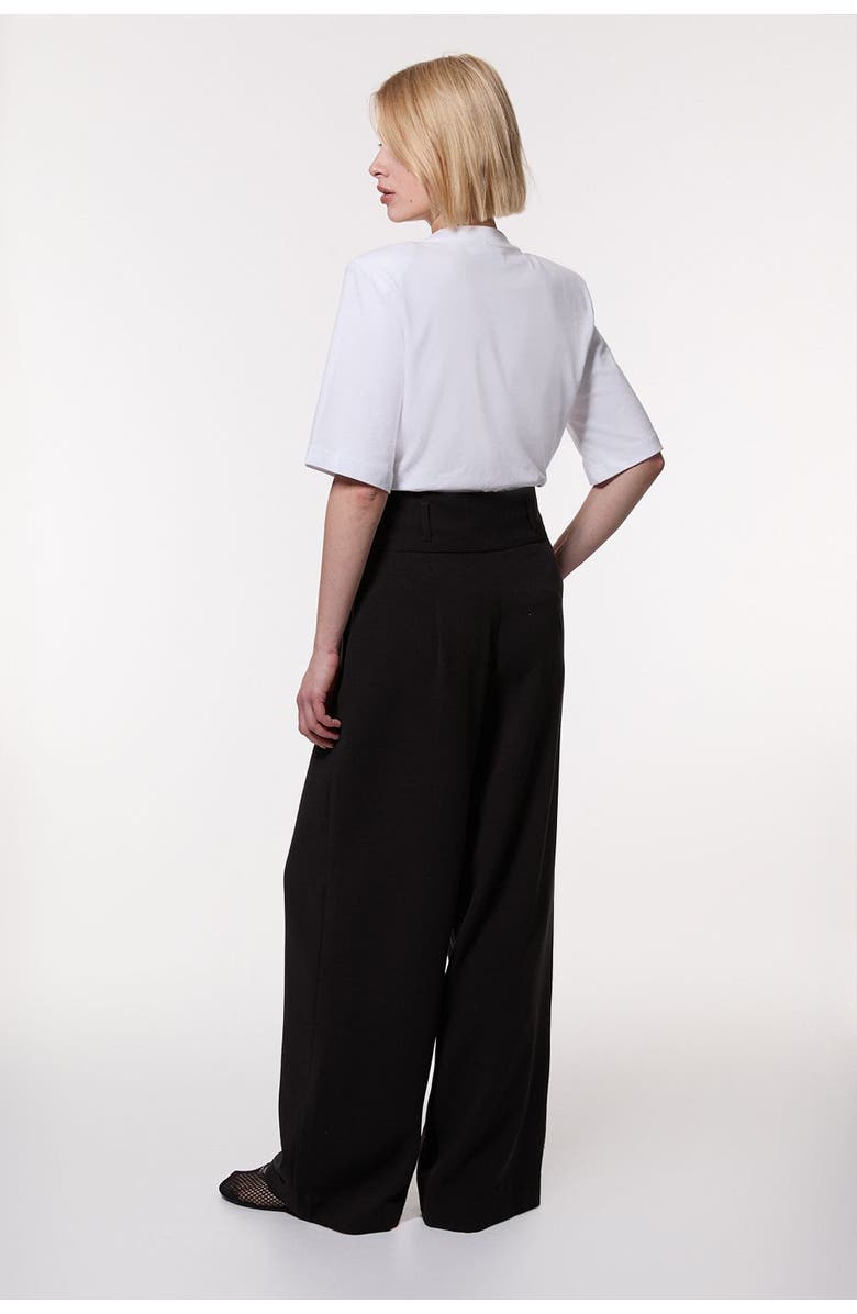 Karen Millen Petite Tailored Wide Leg Trouser, Alternate, color, Black