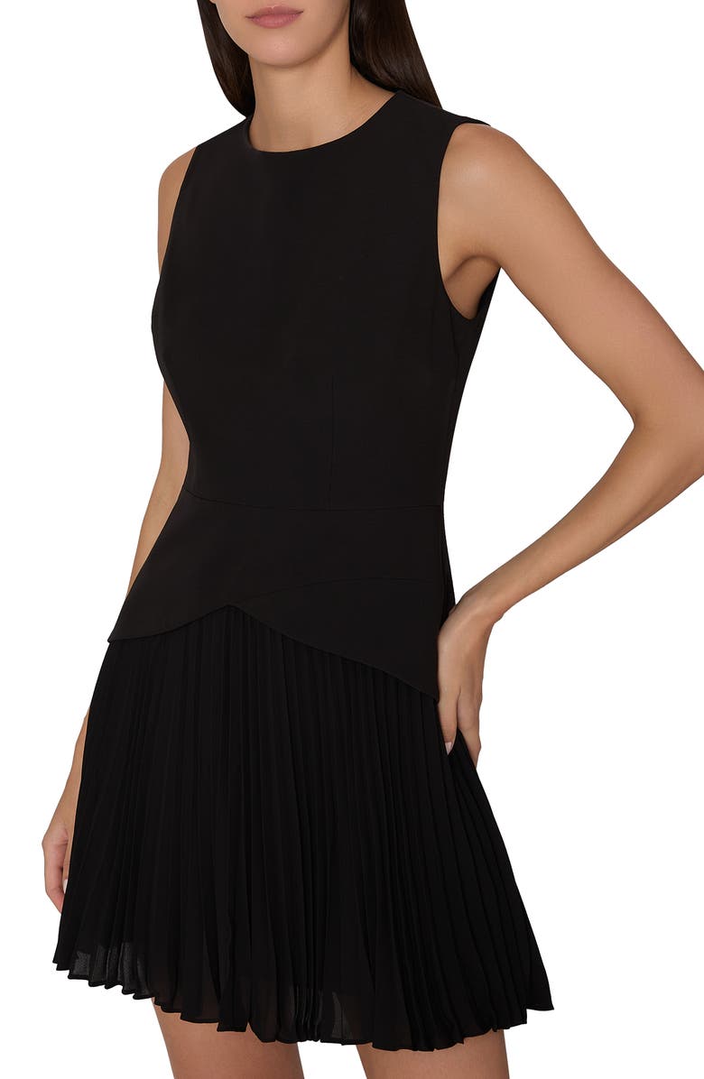 Milly Haddy Pleated Minidress, Alternate, color, Black
