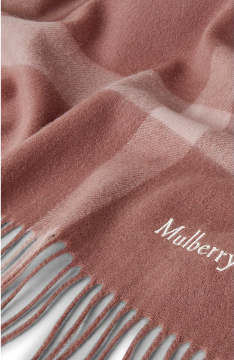 Mulberry Large Check Merino Wool Scarf, Alternate, color,