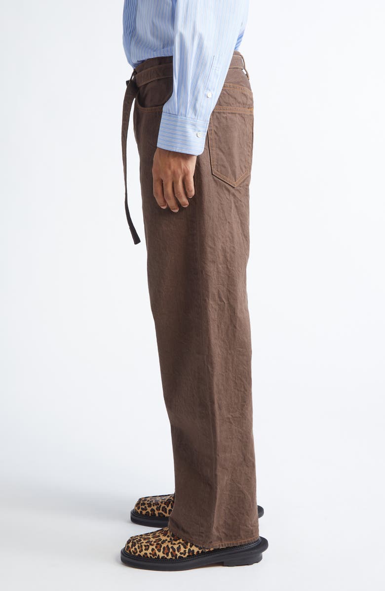 Sacai Belted Straight Leg Jeans, Alternate, color, Brown