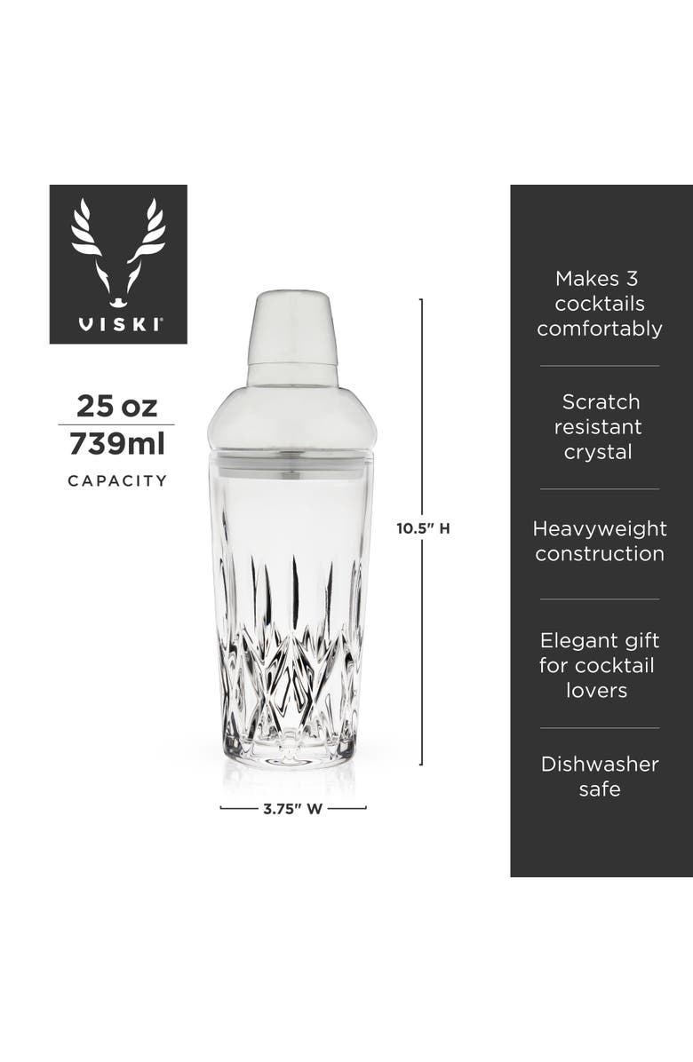 Viski Admiral Crystal Cocktail Shaker in Stainless Steel, Alternate, color, Clear