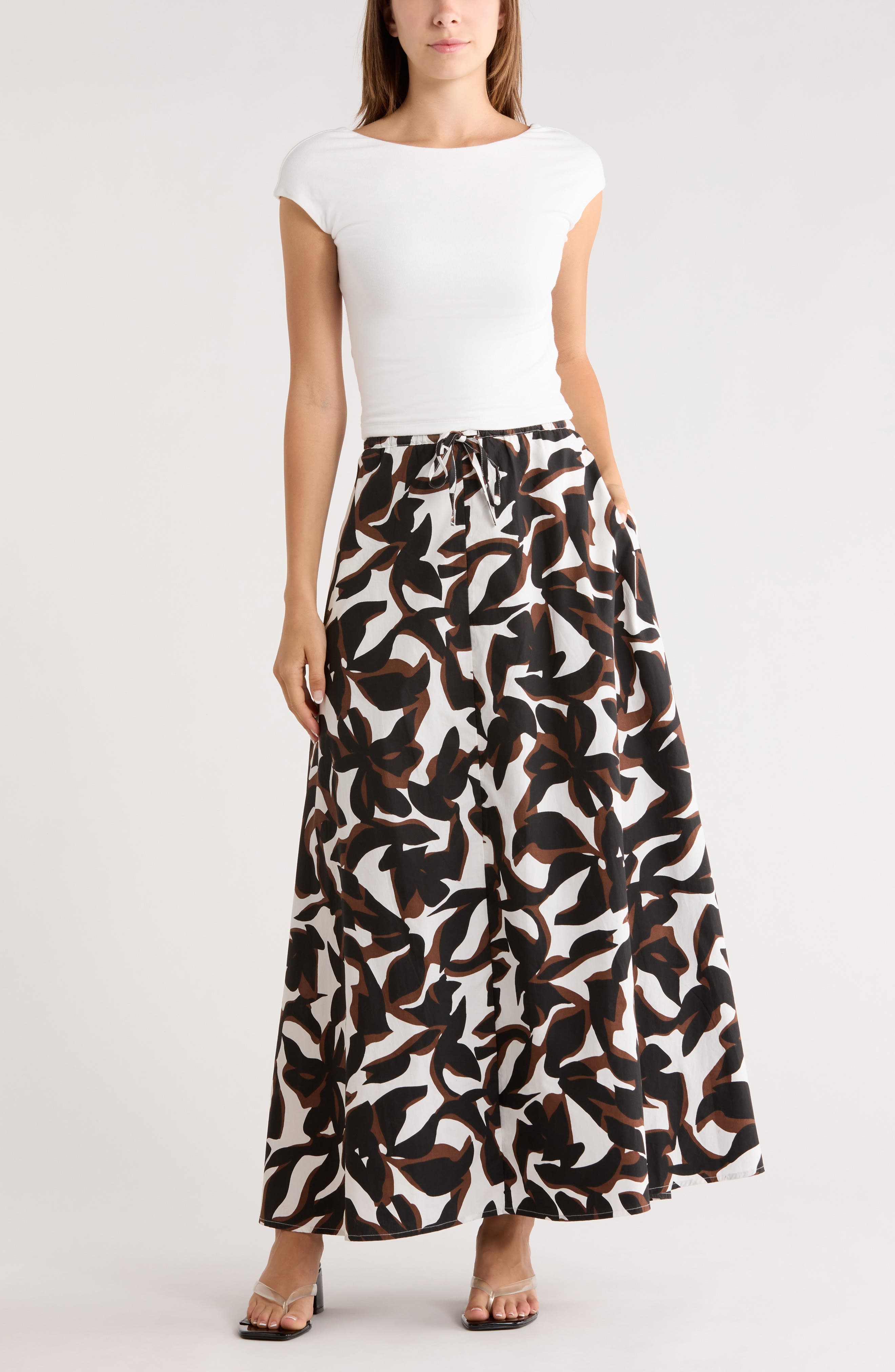 selected IVORY- BLACK ABSTRACT PALM