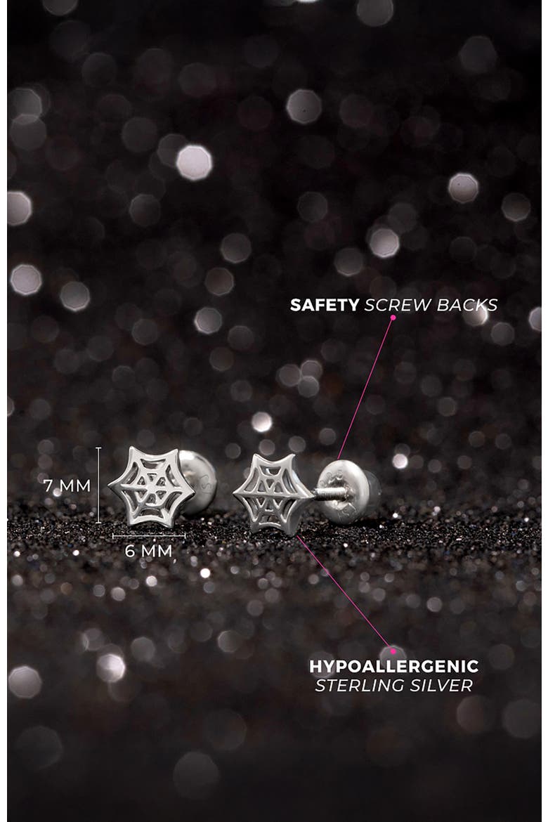Tangled Spiderweb Earrings, Alternate, color, Silver