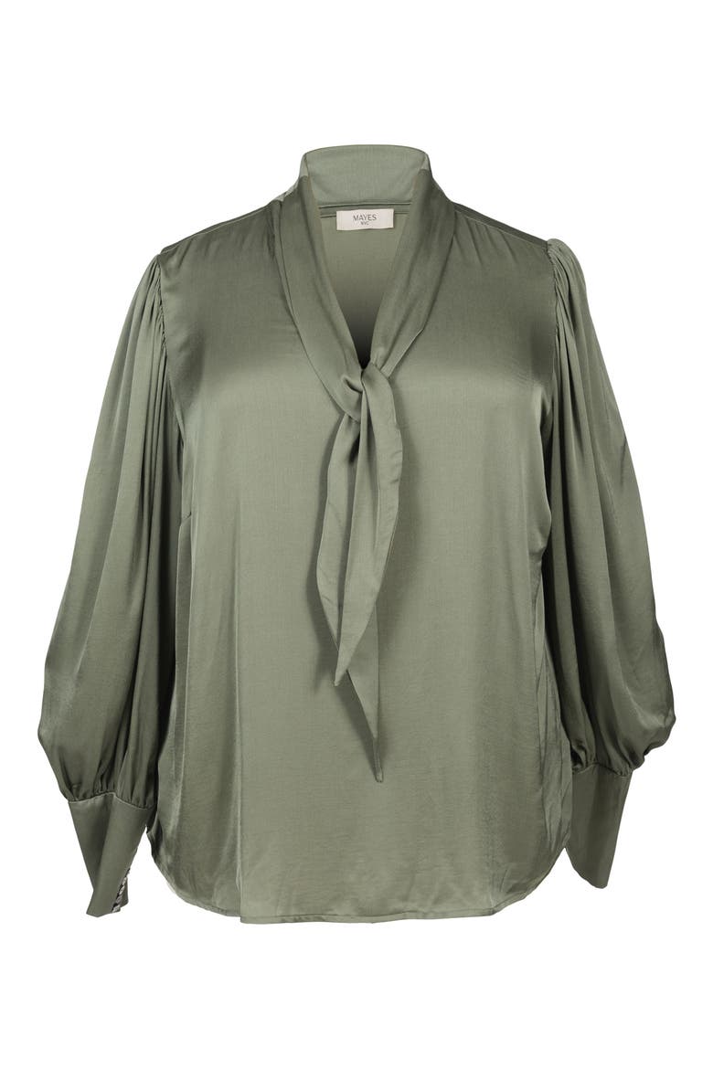 Mia Convertible Scarf Neck Blouse, Alternate, color, OLIVE