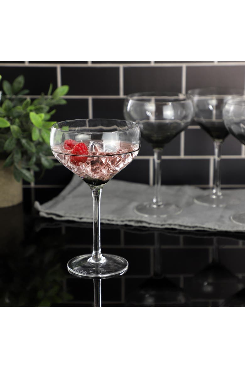 4 Piece 12.2oz Optic Handmade Coupe Glass Set Black, Alternate, color, Black