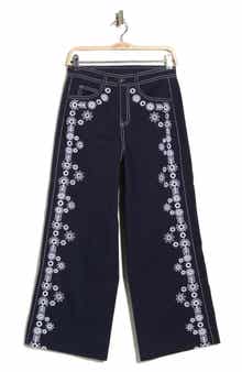 Cinq à Sept Mazie Eyelet Detail Stretch Cotton Pants