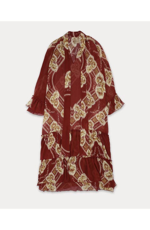 Aradia Floral Printed Silk Caftan Dress