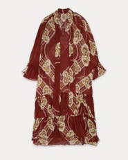 Fortela Aradia Floral Printed Silk Caftan Dress