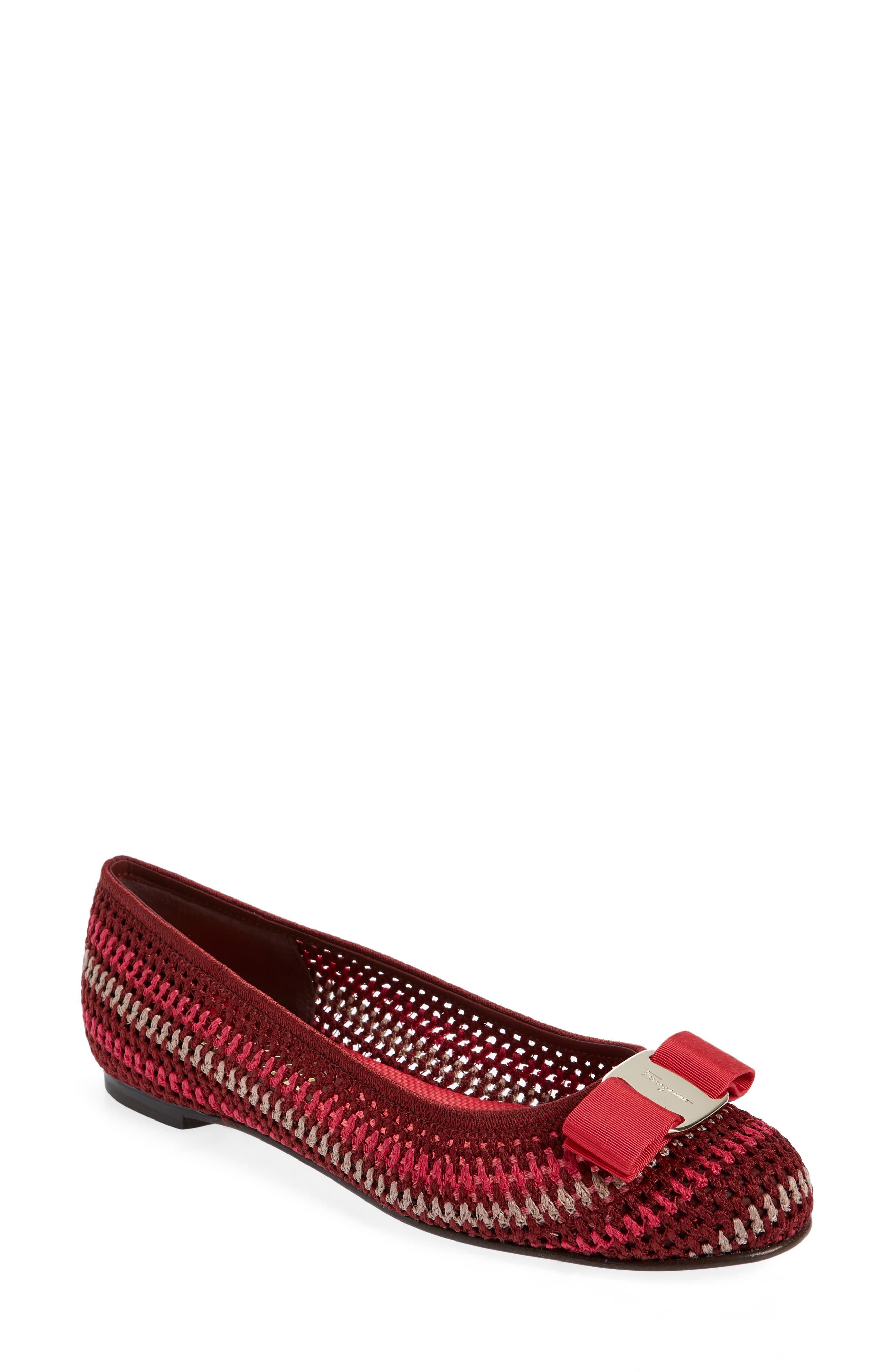 FERRAGAMO Varina Macramé Ballerina Flat, Main, color, 