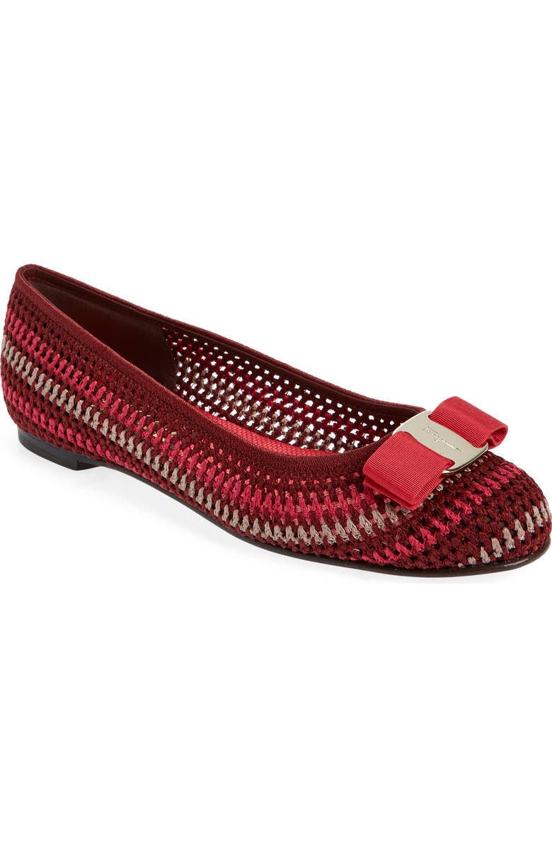 FERRAGAMO Varina Macramé Ballerina Flat, Main, color,