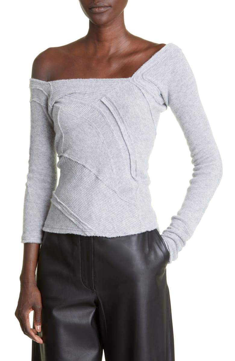 Talia Byre Patched Off the Shoulder Virgin Wool Sweater, Alternate, color, 