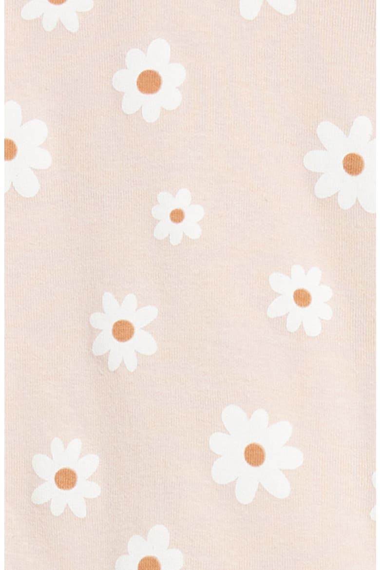 Kids' Glow in the Dark Daisy Print Fitted Organic Cotton Two-Piece Pajamas, Alternate, color, 400 PINK
