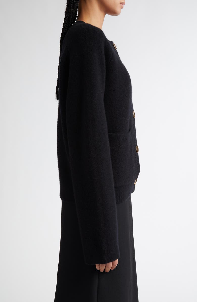 TOTEME Hammered Button Wool & Cashmere Blend Cardigan, Alternate, color, Black
