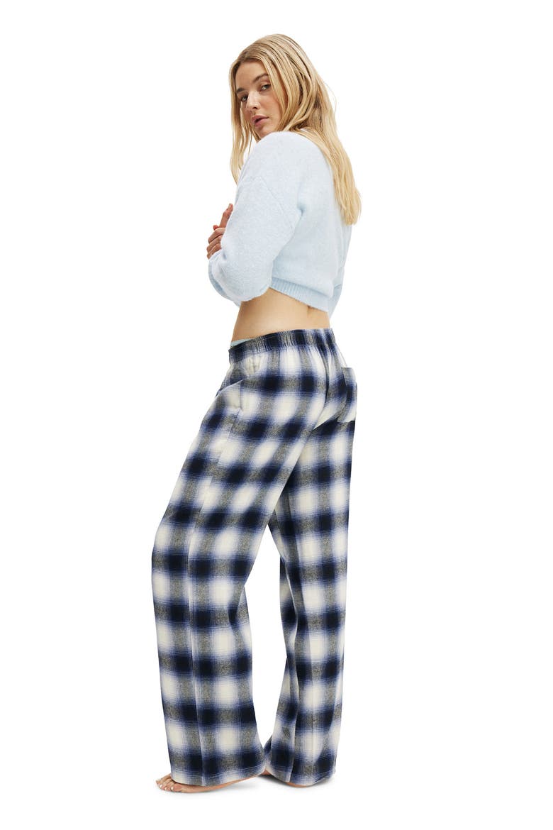 Women's Flannel Wide Leg Pant, Alternate, color, Navy White Check