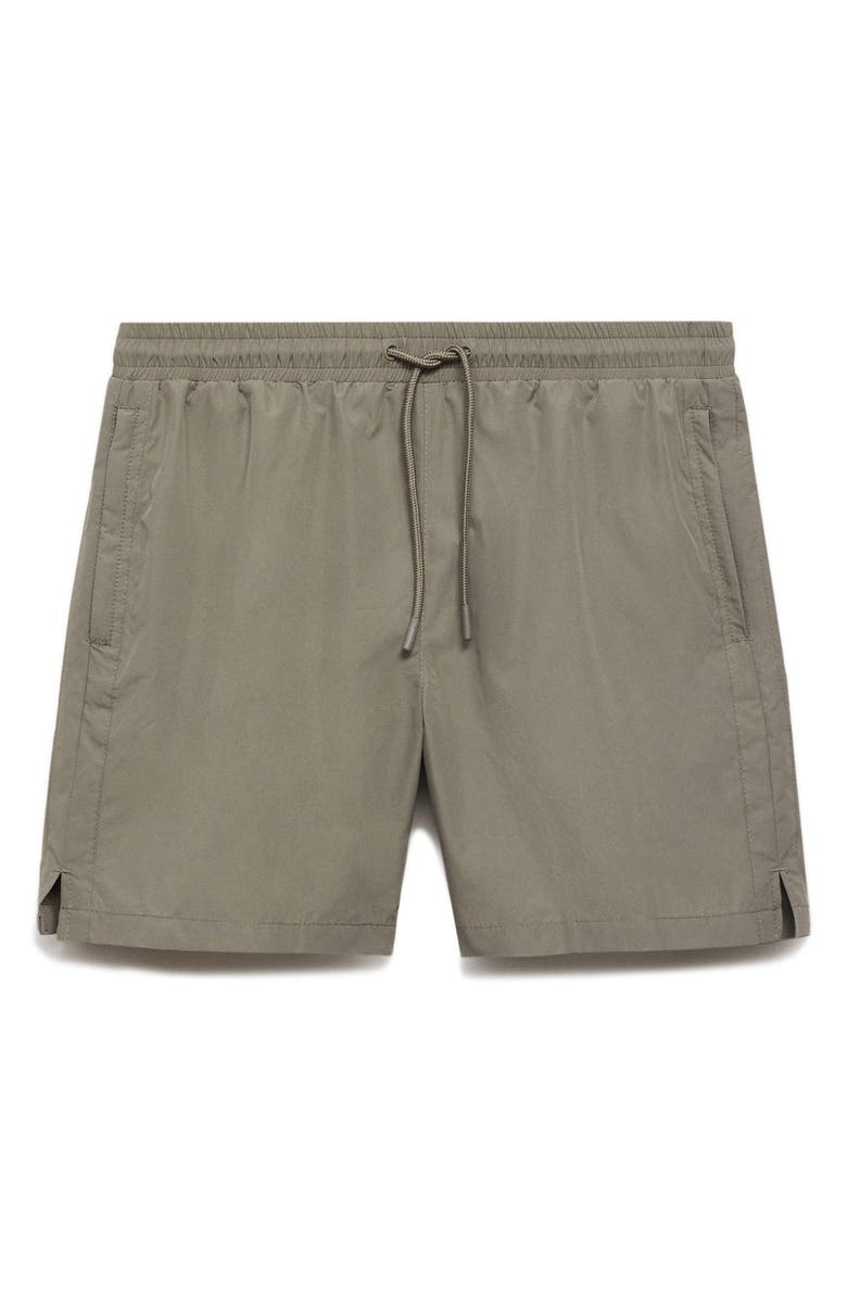 MANGO Zip Pocket Swim Trunks, Alternate, color, Khaki Grey