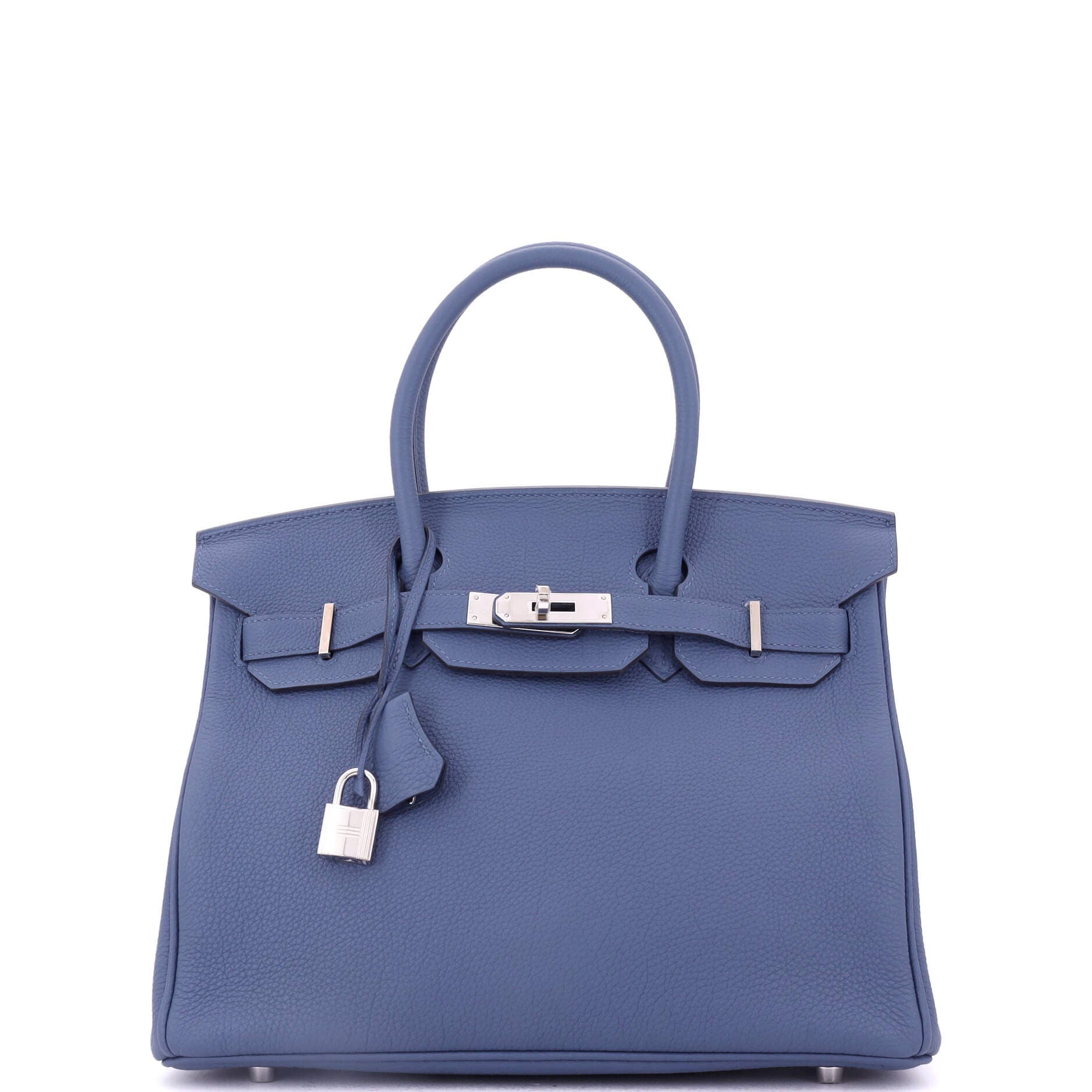 Pre-Owned Hermes Birkin Handbag Blue Togo with Palladium Hardware 30, Main, color, 