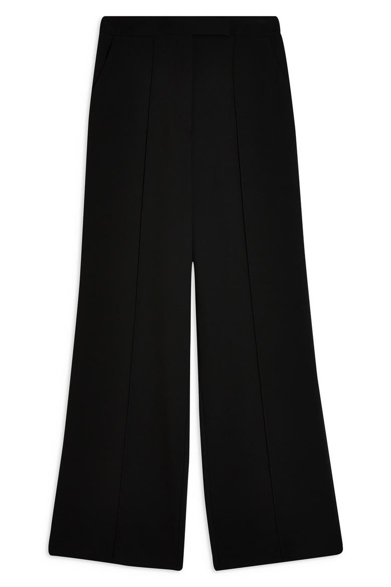 Pintuck Pleat Wide Leg Trousers, Alternate, color, BLACK