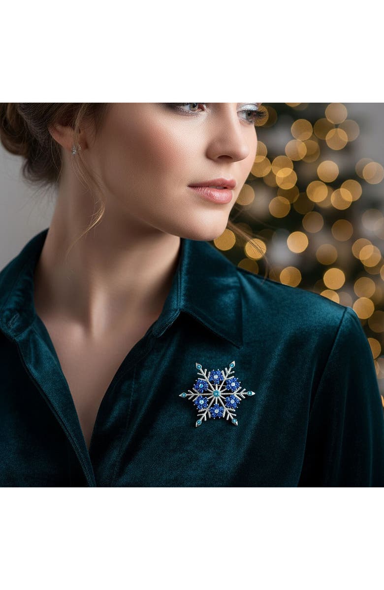 BLING JEWELRY Snowflake Pin, Alternate, color, Blue